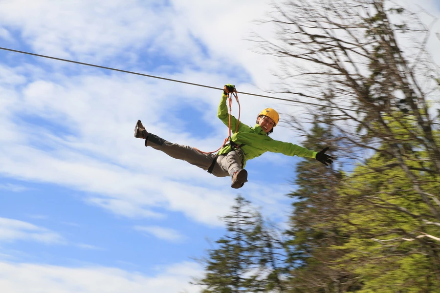 Person is enjoying time on a zipline